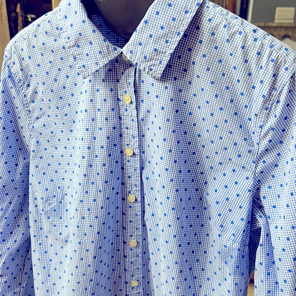 Talbot’s Blue patterned cotton button down long sleeved shirt M